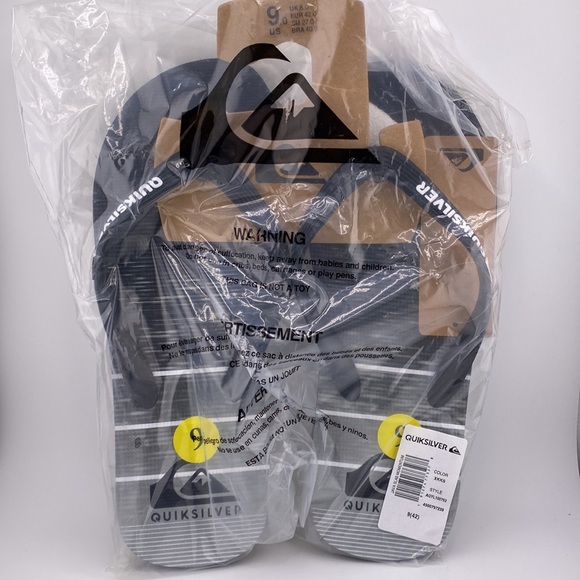 NWT Men’s QUIKSILVER Java Slab Momentum Black Gray Flip Flops Sandal - Picture 4 of 5